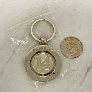 Class of 14 2014 Spinning Fidget Spinner Silver Tone Keychain Keyring